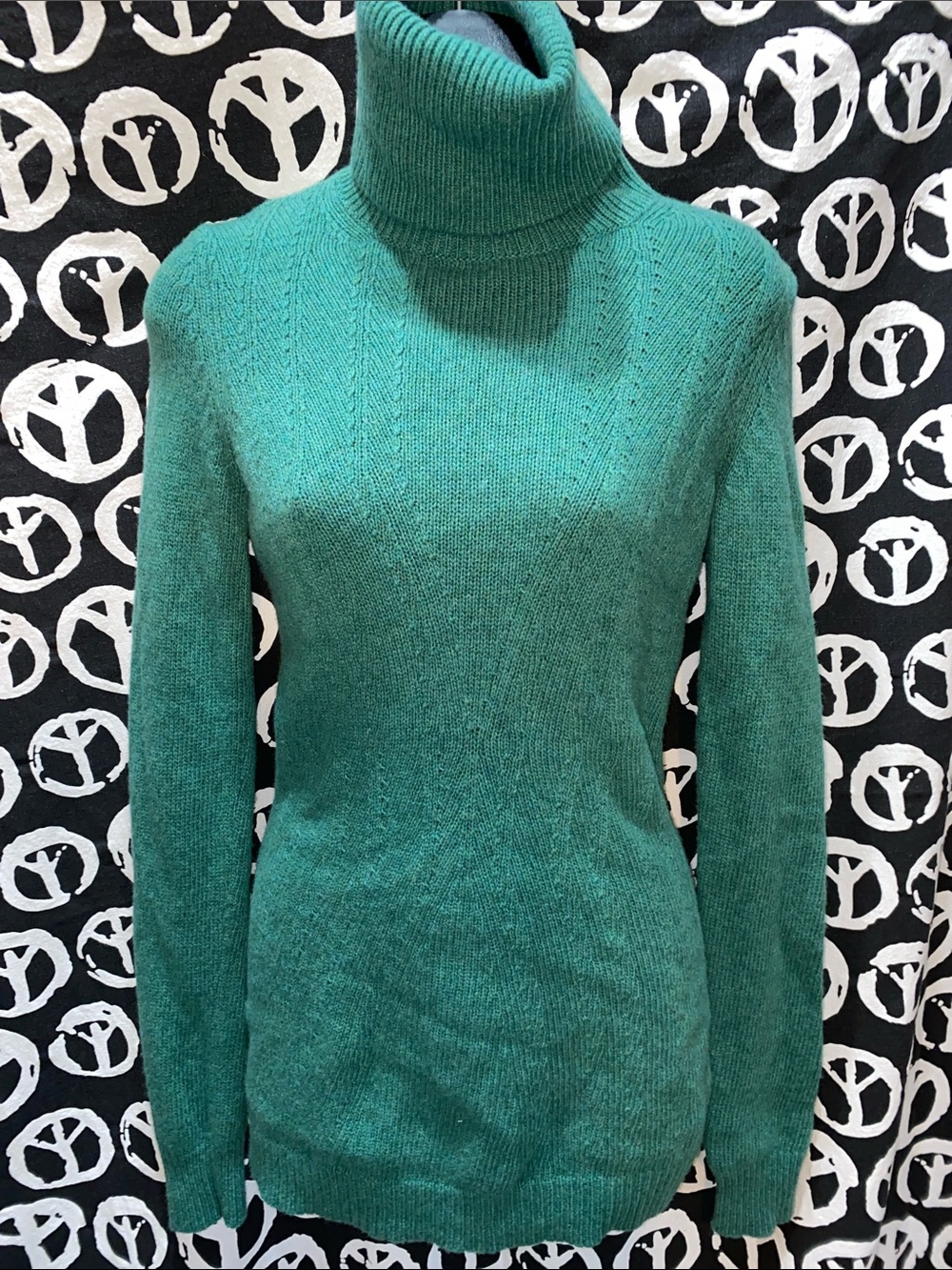 THEORY WOOL GREEN TURTLENECK SWEATER LONG SLEEV SZ S